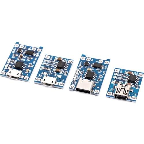 5V 1A Micro USB 18650 type-c Lithium Battery Charging Board Charger Module+Protection Dual Functions TP4056 18650