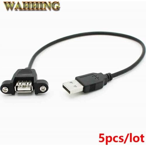 5pcs USB Male to Famale Cable USB Extension Cable Computer Motherboard Panel Mount USB Tailgate Cable With Screws 30cm HY295