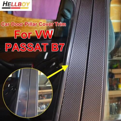 Carbon Fiber Car Door Window B Pillar Wrap Cover Trims Decorative Decal Sticker For VW Passat B7 2011-2017 AUTO Accessories