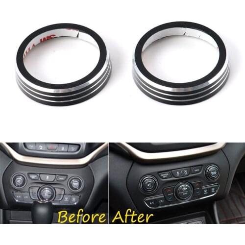 BBQ@FUKA For 2014-2016 Jeep Grand Cherokee Inner Console Volume CD Switch Knob Cover Circle Trim