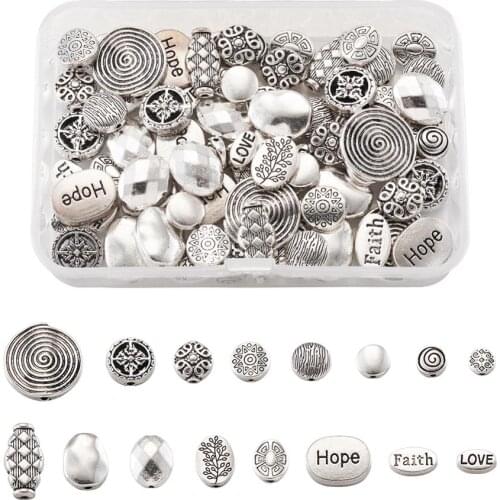 1Box Tibetan Style Alloy Beads Flat Round Metal Spacer DIY Bead Charms for Jewelry Making Handmade Bracelet Necklace Accessories