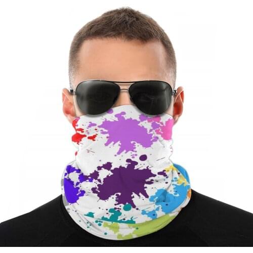 Color Splash Scarf Neck Face Mask Men Women Halloween Neck Gaiter Balaclava Bandana Polyester Headband Biking Hiking