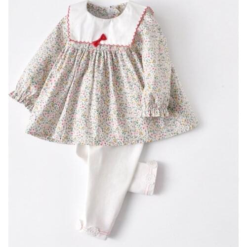 Kids Girl Set Spring&Autumn Children Outfits Long Sleeve Girls Clothes Pretty Floral Printed Toddler Suits Baby Clothes Sets