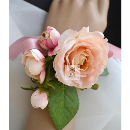 DIY Retro Elegant Style Fashion Wedding Wrist Flowers With Rose Hand Flower Artificial Flowers For Wedding Party Decoration