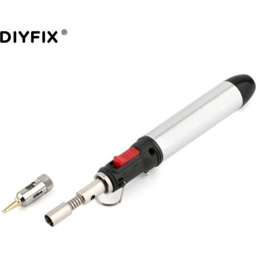 DIYFIX DIY Tool 12ml Gas Blow Torch Soldering Solder Iron Gun with Tool Tip Cordless Pen Burner Soldering Welding Tools Set