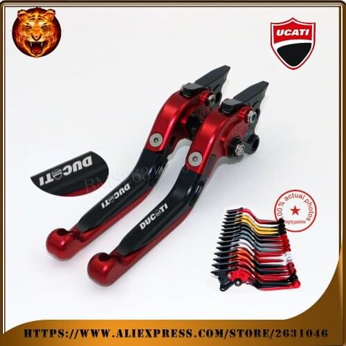 For DUCATI GT 1000 PAUL SMART LE S2R 1000 GT1000 BLACK NEW RED Moto Motorcycle Adjustable Folding Extendable Brake Clutch Leve