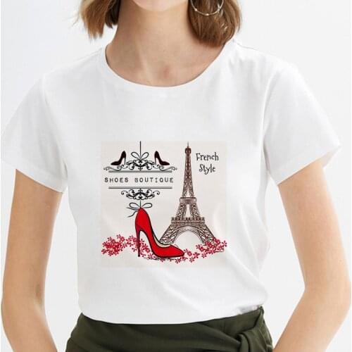 T shirt Women Eiffel Tower printed New summer Thin Section White tshirt Femme fashion Harajuku T-Shirt Tops tee female clothing