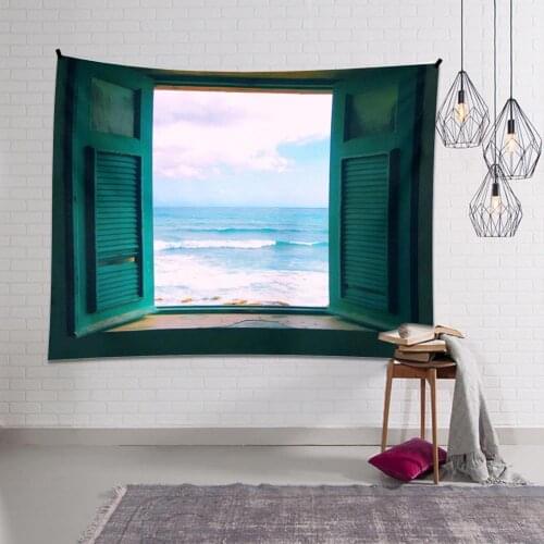 Tapestry Blanket Window pattern Nature landscape Intuitive stereo Polyester Elegant Eye-catching Wall Tapestry Decoration Coth