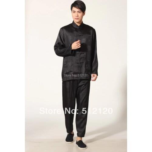 Shanghai Story Spring Tai chi suit for Mans kungfu suit tradition kungfu clothing Martial Art Jacket Pants Set for men Black