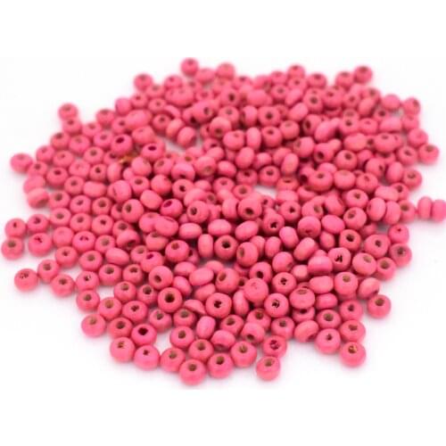 4mm 1000pcs/lot Rose Red Color Tiny Wooden Beads Loose Beads For Making Bracelet Necklace DIY Handmade Jewelry Accessories