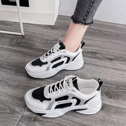 Women Vulcanized Shoes Mesh Thick Bottom Breathable Female Sneakers Mixed Colors Lace Up Platform Comfortable Ladies Footwear