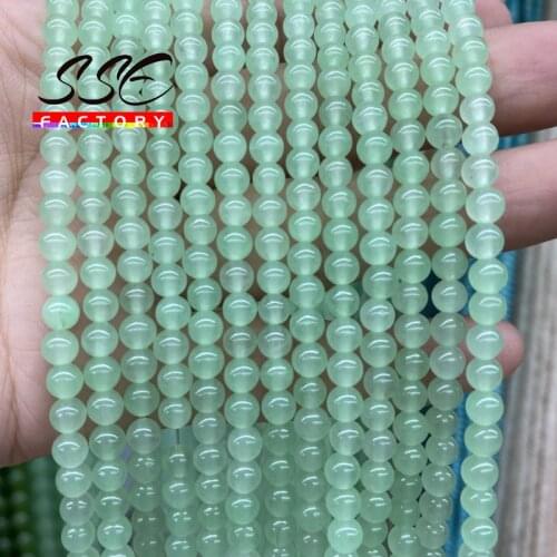 Natural Stone Beads Green Chalcedony Jades Round Loose Bead 4/6/8/10/12mm For Jewelry Making DIY Bracelet Necklace 15'strand