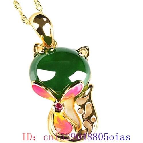Jade Fox Pendant Chinese 925 Silver Agate Fashion Gifts Jewelry Necklace Gemstone Amulet Chalcedony Natural Women Charm