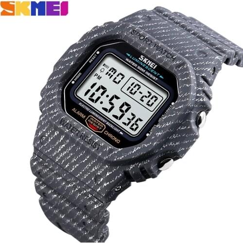 Square Denim Stripes Digital Watch SKMEI 1471 Brand Sport Watch Waterproof 50m Electronic LED Male Wrist Watch Alarm Clock