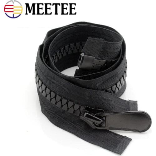 Meetee 15# 70cm Resin Zippers Double Slider Single Puller Open-end Auto Lock Long Zip for Jacket Outdoor Backpack Accessories
