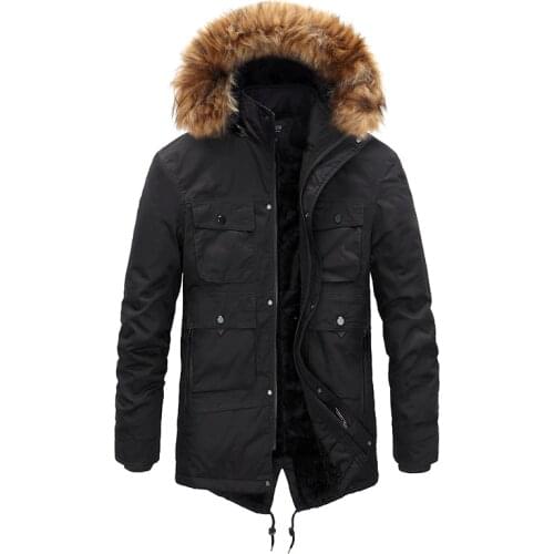 Fur Collar Winter Parkas Men New Brand Long Loose Windbreaker Thick Warm Casual Pocket Hoodies Oversized Plus Velvet Mens Parka