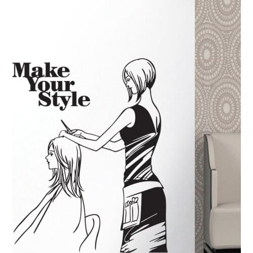 Hair Salon Wall Decal Beauty Salon Sticker Barbershop Scissor Vinyl Window Decals Decor Mural Glass Hairdresser 1002