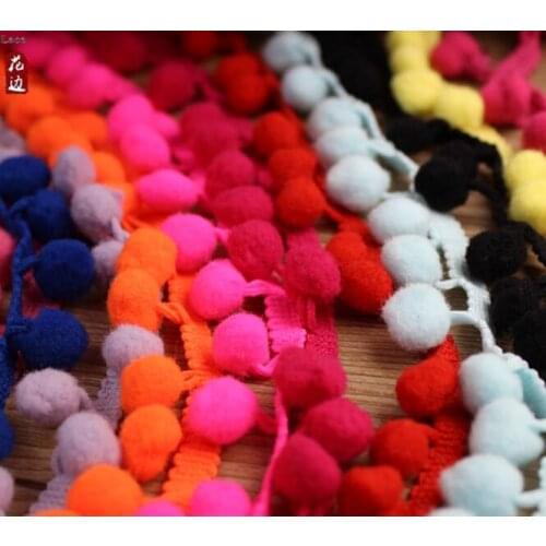 Cheap 17 Color Available Ball Pom trims 2cm(ball 1cm) 40Yard Ball Ribbon Trim Bobble Braid Decorative Lace Pompom Fringe Sewing
