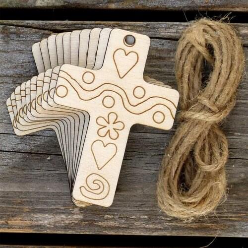 10pcs Unfinished Wooden Cross Embellishments Wood Craft Hanging Decor Embellishments