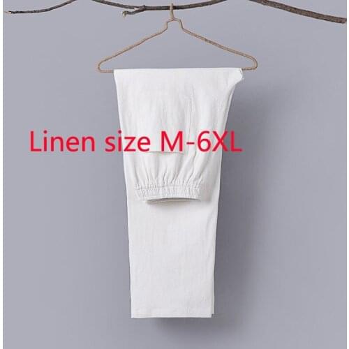 New Arrival Fashion Super Large Cotton Linen Men Summer Thin Casual Straight Spring And Summer Full Length Pants Plus Size M-6XL