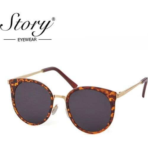 STORY fashion cat eye polarized sunglasses women men 2019 brand designer vintage leopard print large frame sun glasses SZ3715K