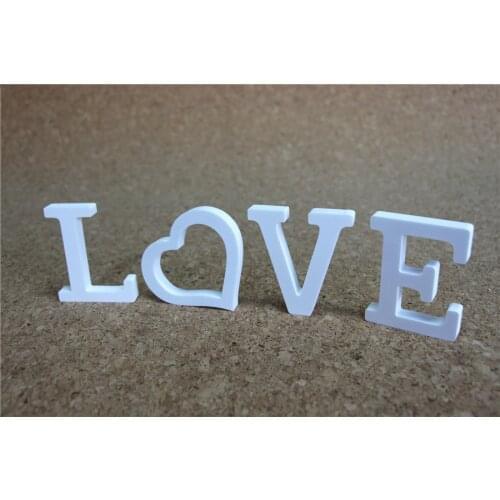 Wholesale Free standing 11 CM wedding decoration white letters Artificial wood letters used for name logo pattern