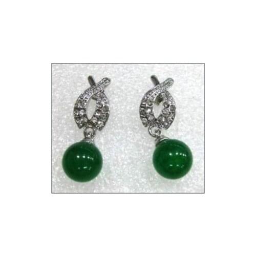 Wholesale Jewelry 925 Sterling Earrings Gift Womens 10mm green gem stone gems Earring