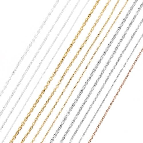 2 Meters 316L Stainless Steel Gold Rose Gold Steel Tone 1 1.5 2 2.5mm Flat Cabe Link Bulk Chain Fit DIY Jewelry Making Findings