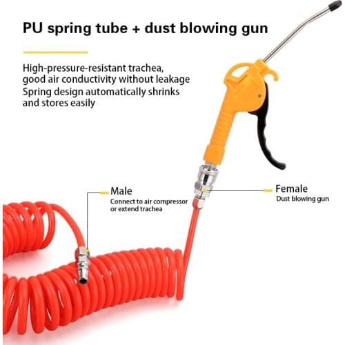 Dust Blow Gun Air Compressor Air Duster Compressor Blow Gun Pistol Type Pneumatic Cleaning Tool 6m Telescopic Spring With Joint