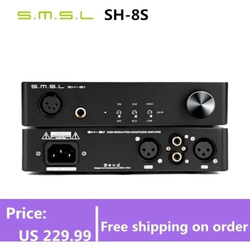 SMSL SH-8S Hi-Res Headphone Amplifier 6.35mm RCA XLR Balanced/Unbalanced Gain Adjustable SH8S Amp