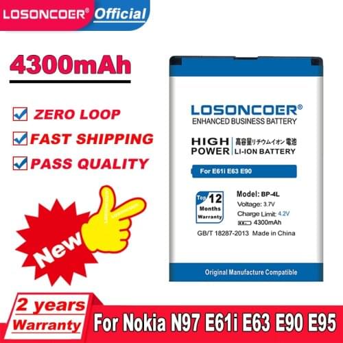 Top Brand 100% New 4200mAh BP-4L BL-4L BP 4L Battery For Phone Nokia E61i E63 E90 E95 E71 6650F N97 N810 E72 E52 Batteries