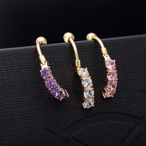 Three Fashion Crystal AAA Zircon Belly Button Rings Surgical Steel Navel Piercing Body Jewelry Ombligo glisten