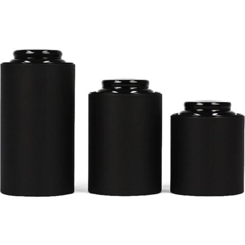 Xin Jia Yi Packaging Paper Tea Box Round Black Custom Luxury Black Tea Different Sizes Tube With Free PP Gift Bag Package
