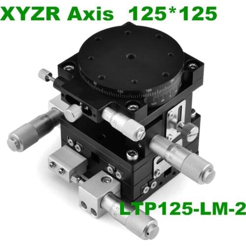 V-Type 4 Axis XYZR Axis Trimming Platform Manual Linear Stage Bearing Tuning Sliding Table 125*125mm 29.4N double cross rail