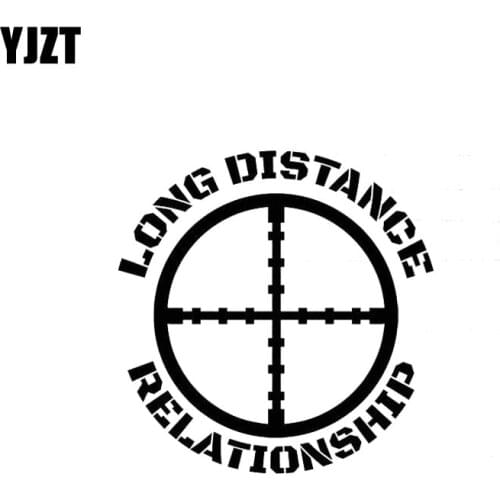 YJZT 14.7CM*15CM LONG DISTANCE RELATIONSHIP Vinyl Decal Car Sticker USMC Army Navy Sniper Seals Recon Black/Silver C3-0134