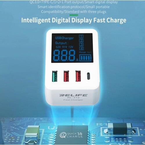 RL-312 Intelligent digital display fast charger Cargador with USB Output AU EU UK Conversion Plug
