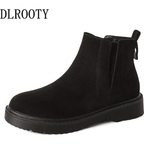 Women Ankle Martin Snow Boots 2018 Autumn Winter Female Casual Shoes Flat Fashion Platform Elastic band Plus Size 34-43