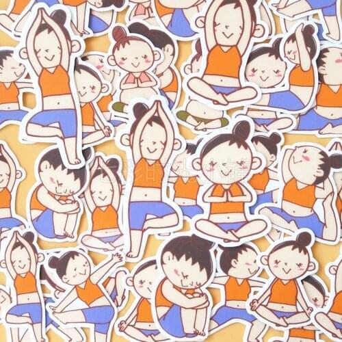 38 pcs Cute and unique hand account sticker hand book Homemade stickers package Yoga Fitness Childrens birthday gift