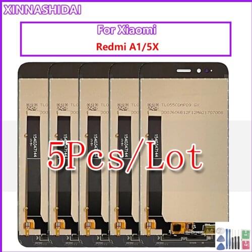 5PCS/5.5 inch For Mi5x LCD Display Touch Screen Digitizer Assembly Sensor with Frame For Xiaomi Mi A1 MiA1 MA1 5X M5X