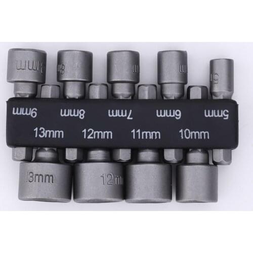 9pcs 5-13mm Hexagon Nut Driver Drill Bit Socket Screwdriver Wrench Set for Electric Screwdriver Handle Tools No Magnetic