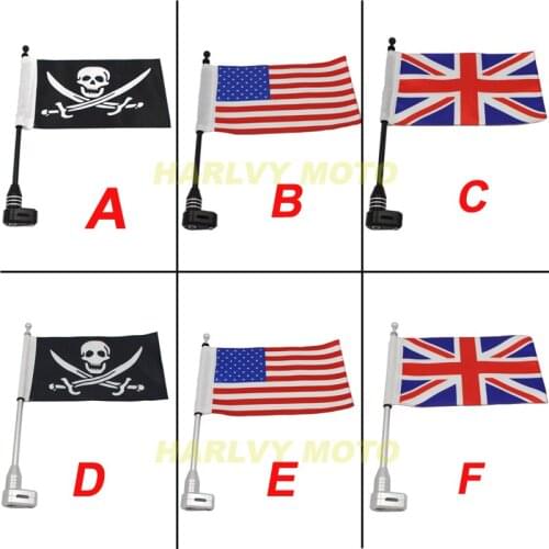 Motorcycle Decorations Rear Mount Flag Pole with Adjustable Mounting Bracket American England Flag For Honda GL1800