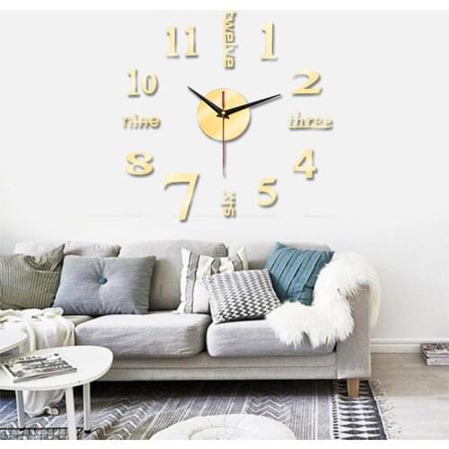 Large Acrylic 3D Effect Mirror Wall Clock Self-adhesive Mirror Wall Clock Sticker For DIY Home Hanging Quartz Clock Watch Decor