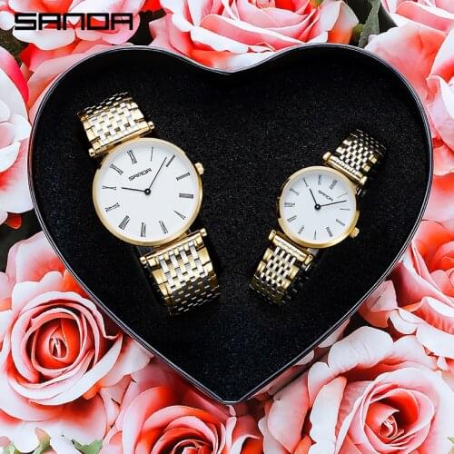 BASID Top Brand Luxury Stylish Elegant Womens Watches Anniversary Pairs Couple Wristwatch For Lovers Gifts To Girl Friend
