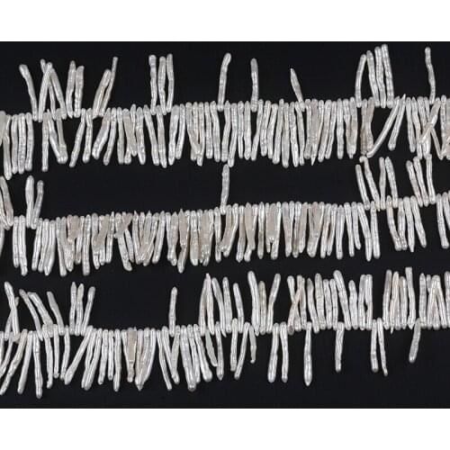 Toothpick Charm Beads 100% Natural Freshwater Pearl Strand Top Drilled 25-27mm Biwa Jewelry For DIY