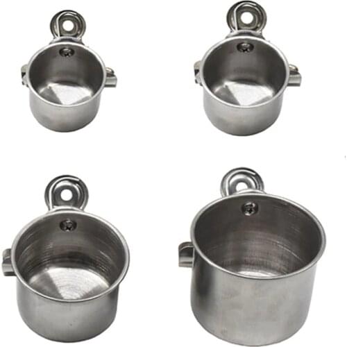 10pcs Bird Stainless Steel Feeding Cups Parrot Pigeon Quail Drinking Bowl Single cup Birds Poultry Watering Dispenser Drinker