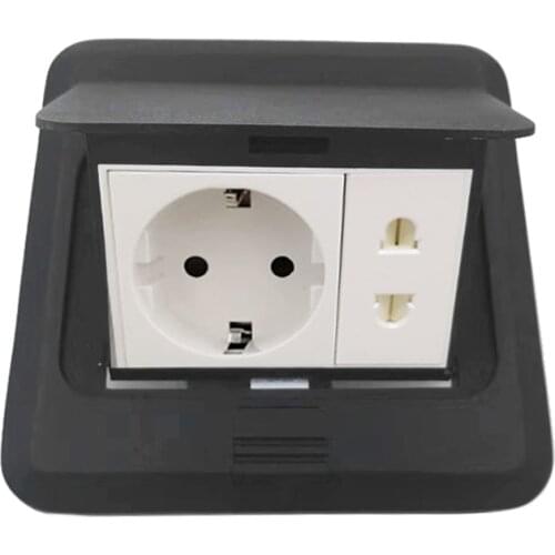 Black European Standard Fast Pop-up Floor Socket With USB Module Computer Module Multi-hole Socket