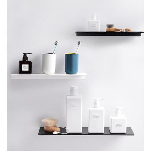 Black Bathroom Shower Shelf Multifunction Wall-mounted Bathroom Vanity Mirror Storage Rack Floating Shelf bathroom accessories