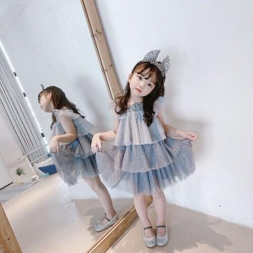 Baby Girl Princess Cake Dress Children Banquet Mesh Sequins Birthday Party Mini Tutu Dresses For Little Girl