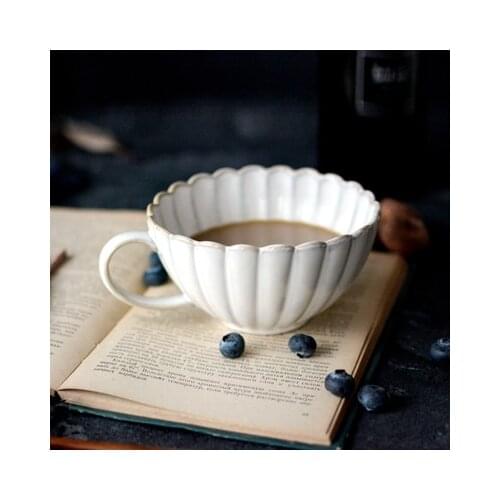 Nordic style retro chrysanthemum kiln glazed ceramic tableware dish plate western steak fish plate rice bowl salad coffee cup