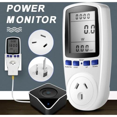 240V Power Consumption Meter Wattage Energy Electricity Monitor AU Socket Power Voltage Current Frequency Display